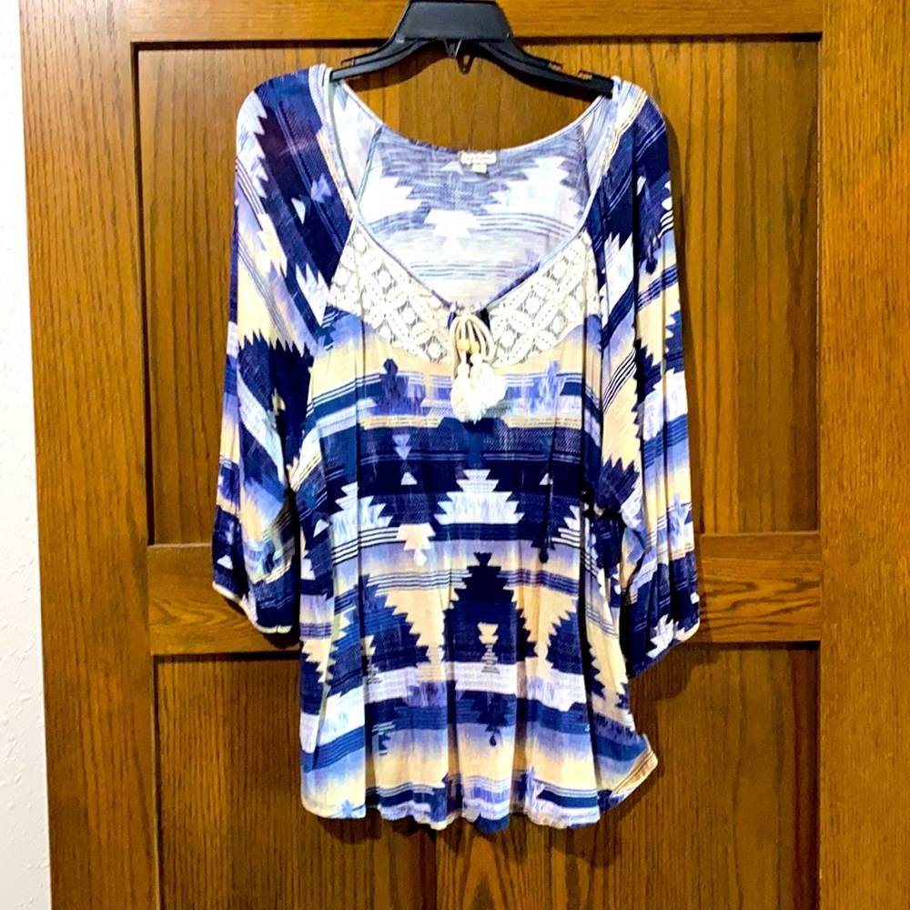 Beautiful blue Aztec top